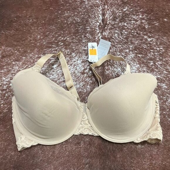 Natori Feathers Contour Plunge T-Shirt Bra Café Nude 42DD NWT - Picture 6 of 9